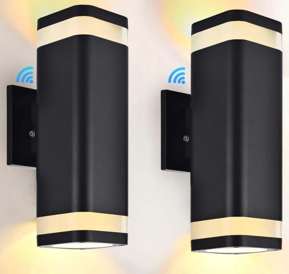 Wowlite Modern Outdoor Wall Sconce 11.8 In Black Up and Down Light 2 Pack